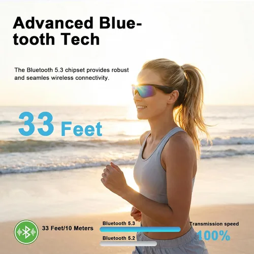 Miniatura 3 de Gafas de sol polarizadas Bluetooth deportivas, ciclismo, correr, para hombres y mujeres, UV400 con Bluetooth envolventes con altavoces HD abiertos