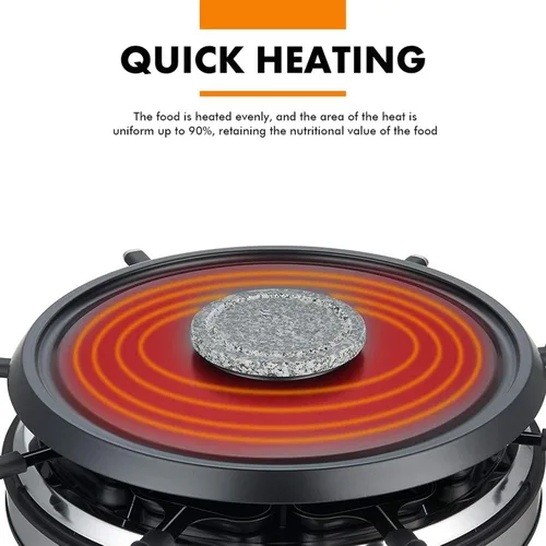 Miniatura 4 de GIVENEU Juego de olla de fondue eléctrica con parrilla para barbacoa, olla de fondue de 600ml con 8 tenedores y raclette eléctrica, termostatos