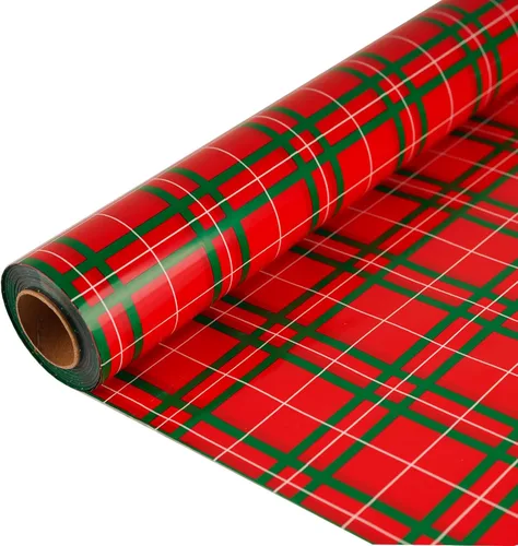 Miniatura 14 de CMFYHM Rollo de Envoltorio de Celofán Transparente (34" x 120 Pies) 3Mil Celofán de Lunares Rojos, Rollo de Envoltorio de Celofán para Regalos