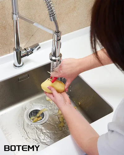 Miniatura 7 de BOTEMY Brida extendida para eliminación de basura con cesta y tapón colador, brida profunda de fregadero de cocina de acero inoxidable 304