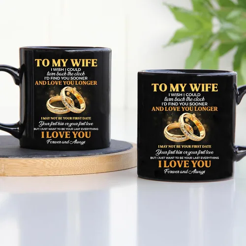 Miniatura 2 de TODOLIA -Taza de café con texto en inglés «To My Wife I Love You», regalo de taza de café para esposa del marido, taza de aniversario de boda