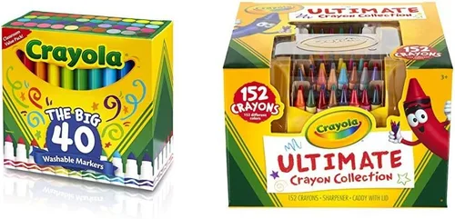 Crayola 58-7858 Marcadores de línea ancha lavables ultra limpios, 40 unidades con la colección Crayola Ultimate Crayons; 152 colores, estuche