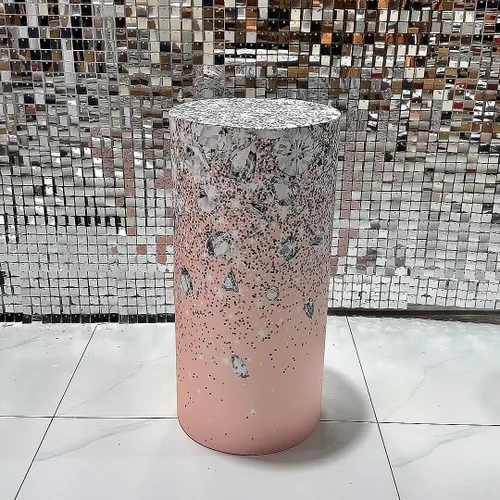 Miniatura 3 de Cubiertas de pedestal de oro rosa con purpurina para fiesta de cumpleaños de dieciséis dulces dieciséis puntos de Bokeh plateados, decoraciones
