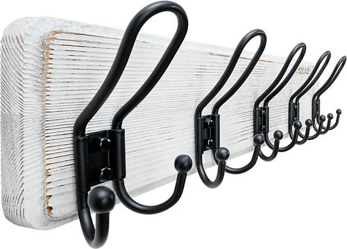 Miniatura 14 de Dseap Perchero de Pared Montado - Perchero Resistente de Granja Rústico de Pared con 5 Ganchos de Alambre para Ropa, Sombrero, Chaqueta, Toalla