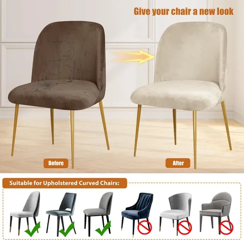 Miniatura 6 de Gollense Fundas de silla con respaldo curvado para comedor, fundas modernas de mediados de siglo, protector de asiento de silla semicírculo