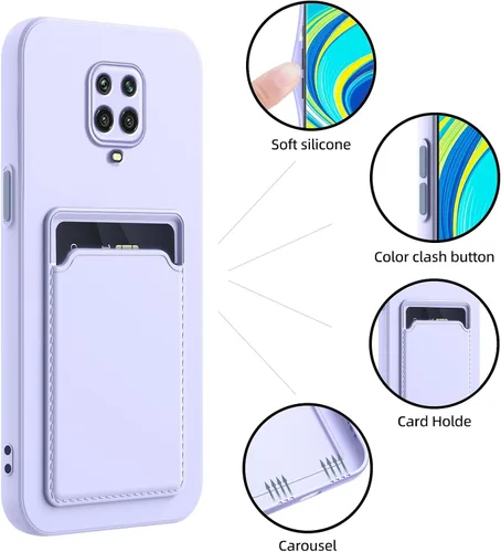 Miniatura 3 de Funda para Redmi Note 9 Pro, Redmi Note 9s con ranura para tarjetas de crédito, TPU suave silicona TPU resistente a los arañazos delgada ranura