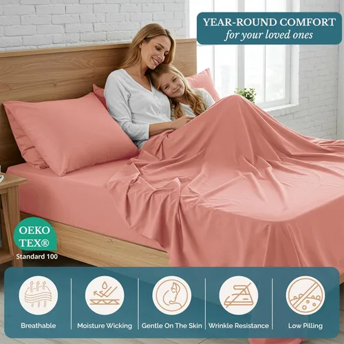 Miniatura 5 de Casa Platino Juego de sábanas de tamaño Queen, juego de 4 piezas con sábana de bolsillo profundo, microfibra cepillada para cama de tamaño Queen