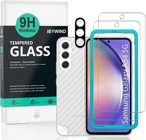 Miniatura 12 de Ibywind Protector de pantalla para SamSung Galaxy A51, con 2 piezas de vidrio templado, 1 protector de lente de cámara, 1 película de fibra