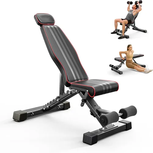 Miniatura 8 de Adjustable/Foldable Weight Bench, 660LBS Home Gym Workout Bench Lifting Sit-up Exercise Bench for Bench Press Negro
