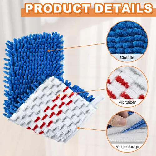 Miniatura 2 de Trapeadores de microfibra para limpieza de suelos, trapeador plano para uso húmedo y seco, trapeador de polvo para suelos de madera dura con 3