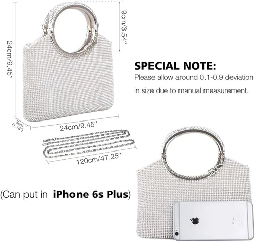 Miniatura 3 de LIFEWISH Bolsos de noche con diamantes de imitación de cristal para mujer, bolsos de mano brillantes para graduación, cóctel, fiesta, boda