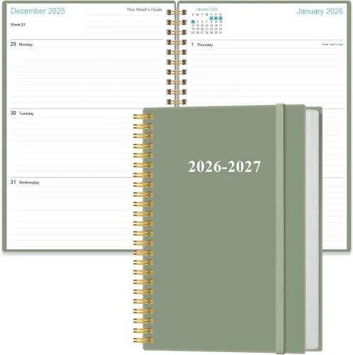 Miniatura 20 de Agenda 2026-2027 – Agenda semanal y mensual de 18 meses de enero de 2026 a junio de 2027, planificadores en espiral 2026-2027 con cierre elástico