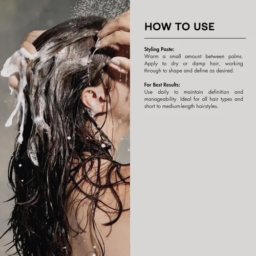Miniatura 5 de PREVIA Defining Hair Paste - Gel para el cabello mate con fijación media para todo tipo de cabello, producto antiestático y flexible para peinar
