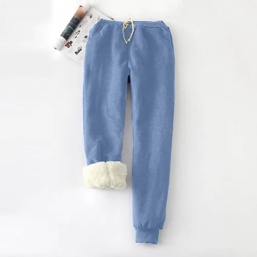 Miniatura 7 de Womens Winter Warm Athletic Sweatpants High Waist Drawstring Jogger Athletic Pants Elastic Waist Casual Trousers