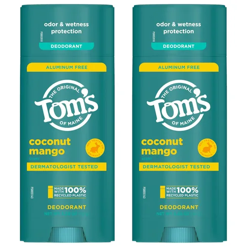 Miniatura 9 de Tom's of Maine Desodorante natural sin aluminio de coco y mango para mujeres y hombres, se transparenta, protección contra olores y humedad