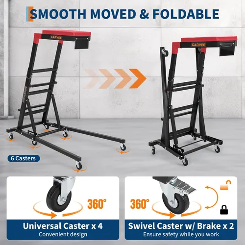 Miniatura 4 de Garvee Enredadera lateral superior, altura ajustable de 48 a 68 pulgadas, capacidad de 400 libras, enredadera automotriz superior alta con 6 ruedas