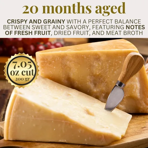 Miniatura 5 de Bloque de queso parmesano 7.05 oz (7.05 onzas), queso parmesano Reggiano DOP, queso italiano de grado superior, 20 meses de edad, Latteria Soresina