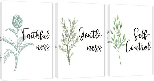 Miniatura 13 de Arte de pared inspirador de 3 piezas, imagen de refranes de plantas blancas, citas de trabajo y estadía, impresiones en lienzo para decoración