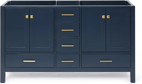 Miniatura 52 de ARIEL Cambridge - Mueble base de tocador de baño de 36 pulgadas, madera maciza, 2 puertas de cierre suave, 5 cajones de cola de milano