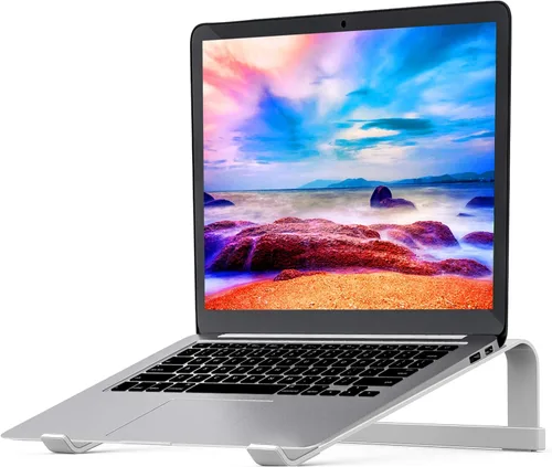 LENRUE Soporte de computadora portátil para escritorio, soporte estable para MacBook Pro, elevador ergonómico de aluminio para computadora de 12,