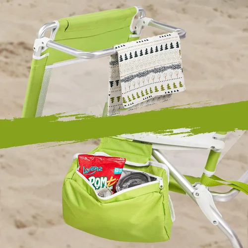 Miniatura 2 de Old Bahama Bay Mochila plegable de 5 posiciones con bolsa de playa grande y toallero, silla reclinable ligera portátil de aluminio para exteriores