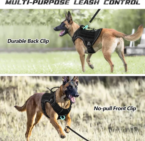 Miniatura 3 de WINGOIN Arnés táctico para perros extragrandes, arnés resistente sin tirones con asa, ajustable, reflectante, militar, K9, chaleco para perros Negro