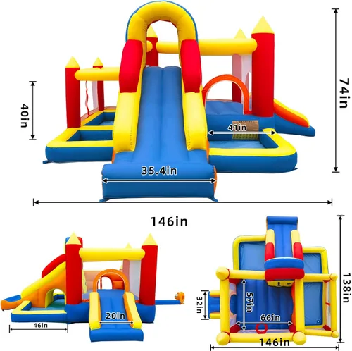 Miniatura 6 de Umbalir Casa de Rebote, Casa de Rebote Inflable para Niños de 3-10, Casa de Rebote para Niños con Tobogán Largo, Foso de Pelotas/Piscina