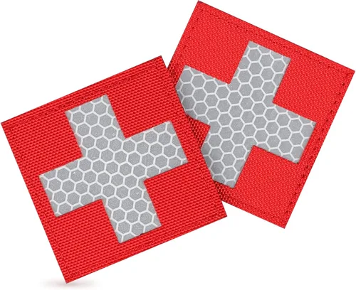 Miniatura 9 de LIVANS Medic Cross Morale Patch, parche médico blanco de primeros auxilios, parches tácticos de gancho y bucle EMT, 2 paquetes para mochilas Rojo
