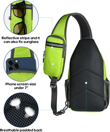 Miniatura 55 de WATERFLY Bolsa pequeña de senderismo: mochila cruzada para el pecho, mochila para hombres y mujeres con correa de hombro agradable a la piel