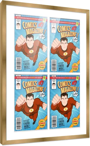 Miniatura 132 de Poster Palooza Marco de cómic con paspartú para 1 cómic de la Edad de Bronce publicado entre 1970 y 1985, marco de cómic negro para cómic de 7.25 x