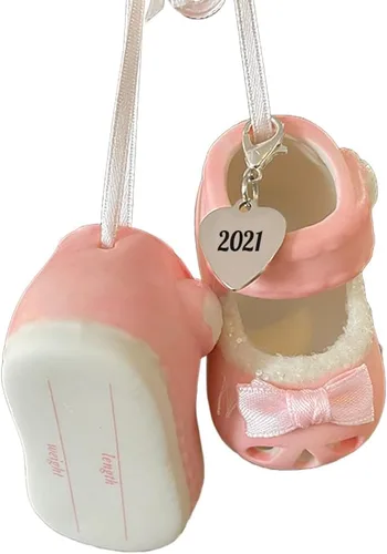 Miniatura 17 de Ganz Zapatos de bebé niña adornos personalizados rosa fechado 2023 botines de adorno de la primera Navidad para nuevos padres, nacimiento