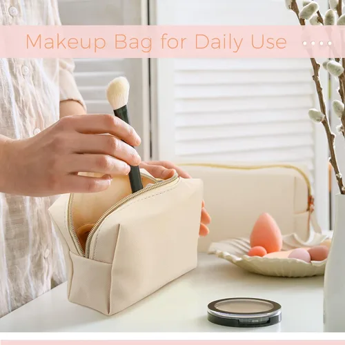 Miniatura 6 de Dunzy - Estuche de maquillaje de 8 piezas, de piel sintética, impermeable, pequeño, bolsa de aseo, organizador de cosméticos portátil, resistente al