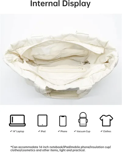 Miniatura 4 de Amazing Song Bolso de mano acolchado para mujer, bolso de hombro grande acolchado, bolso de diseñador de trabajo con cierre de cremallera