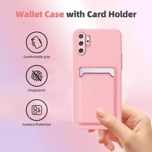 Miniatura 5 de Funda para Galaxy Note 10 Plus con ranura para tarjetero, TPU suave, resistente a los arañazos, funda delgada con ranura para tarjetas, color rosa