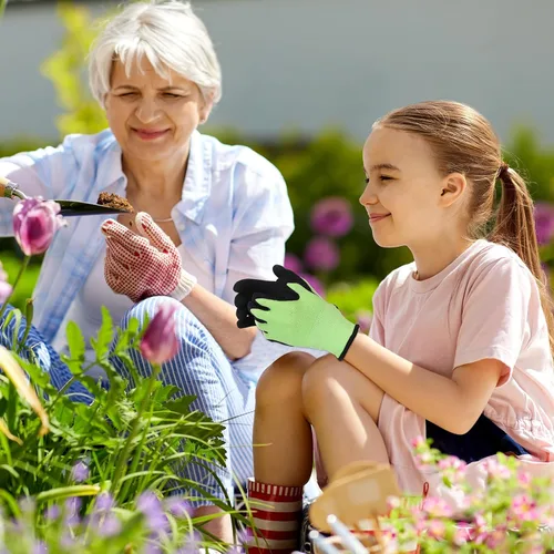 Miniatura 5 de Jeyiour Guantes de jardinería para niños, guantes de trabajo antideslizantes para niños, guantes de seguridad suave con revestimiento de goma