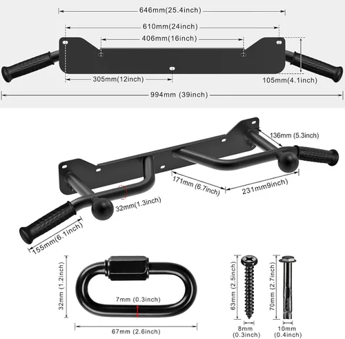 Miniatura 6 de SELEWARE Heavy Duty Welded Pull Up Bar, Versatile Doorway Wall Mount, Joist Mounted, and Ceiling Mounted Chin Up Bars, Thick Metal Sturdy