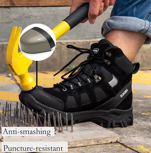 Miniatura 2 de SUADEX Botas con punta de acero para hombres y mujeres, botas de trabajo antideslizantes, botas de seguridad con punta compuesta