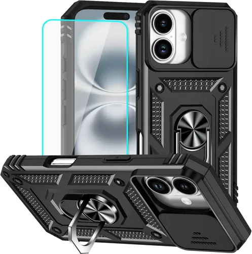 Miniatura 47 de HNHYGETE Funda para iPhone XR con protector de pantalla HD: [grado militar de 20 pies probada en caídas] Funda protectora para cámara deslizante a