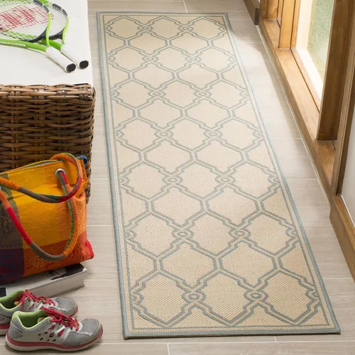 Miniatura 9 de SAFAVIEH Alfombra lavable para exteriores Linden Collection - 8 x 10 pies, crema y azul, no desprende pelusa y fácil de limpiar, ideal para patio