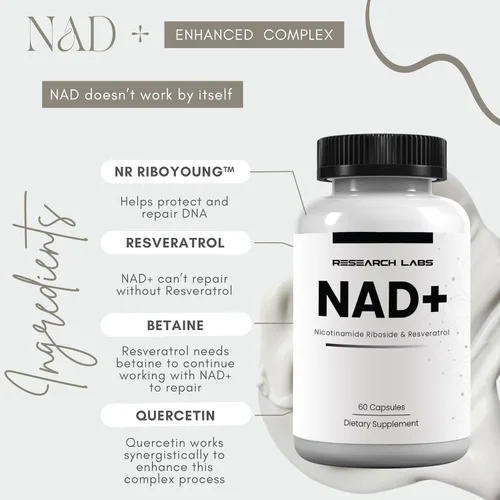 Miniatura 2 de Research Labs Suplemento NAD+ 2 para 1 Anuncio. Fórmula patentada con RiboYOUNG pendiente de patente. Activador NRF2, ribósido de nicotinamida