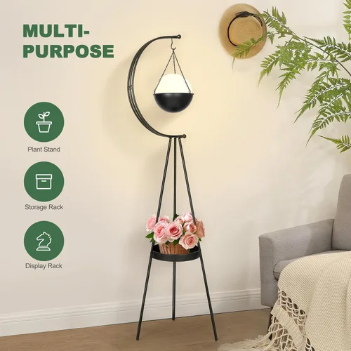 Miniatura 5 de airogym Soporte para Plantas, Soporte de Metal para Plantas de Interior y Exterior, Estante Moderno de Hierro para Macetas de Flores, Estante