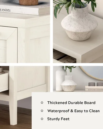 Miniatura 5 de 3 Drawers Dresser Set of 2 for Bedroom, Farmhouse Closet Storage Organizer with Golden Handles, Wooden Nightstand End Table for Living Room
