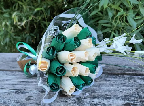 Miniatura 4 de Ramos originales de rosas de madera en 1, 2, o 3 docenas Día de San Patricio