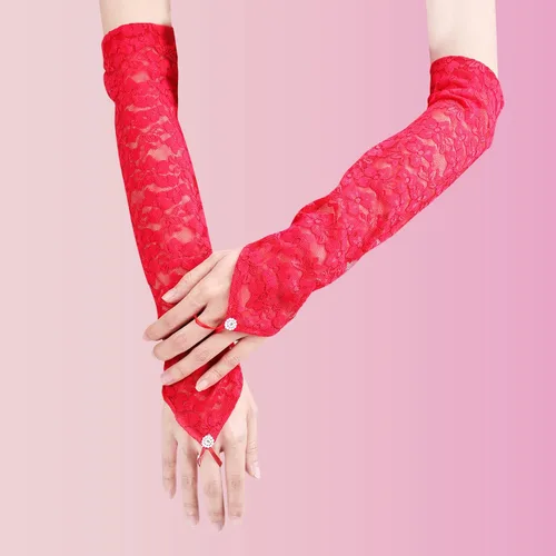 Miniatura 3 de Guantes largos de encaje, guantes de novia para boda, guantes de encaje sin dedos, para mujeres, fiestas, disfraces de los años 20, fiestas