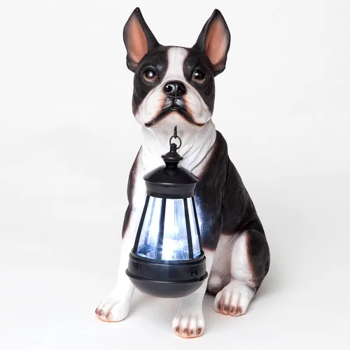 Miniatura 6 de Bits and Pieces - Estatua de linterna solar para perros - Linterna de jardín con energía solar - Escultura de perro de resina con luz LED