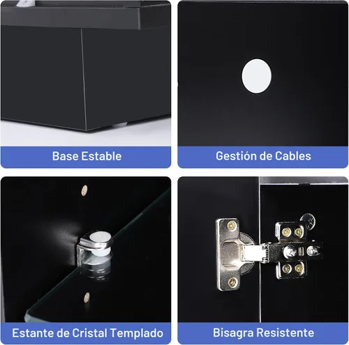 Miniatura 7 de chartustriable Soporte de TV LED para TV de 80 pulgadas, centro de entretenimiento alto moderno con tomas de corriente, soporte de TV de alto