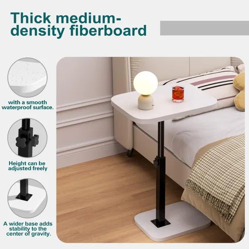 Miniatura 7 de Mesa auxiliar ajustable para TV, mesa auxiliar en forma de C, mesita de noche pequeña, mesita de noche moderna de mediados de siglo para sala