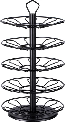 Miniatura 2 de FlagShip Soporte para cápsulas Keurig, carrusel, soporte para cápsulas de café, metal negro, 5 niveles, 35 cápsulas
