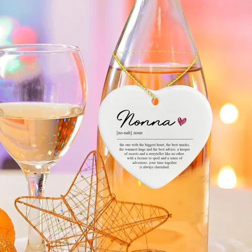 Miniatura 4 de Regalos para Nonna Adornos de Cerámica, Adorno Colgante de Corazón con Definición de Nonna para Decoración de Árbol de Navidad o Coche, Regalos