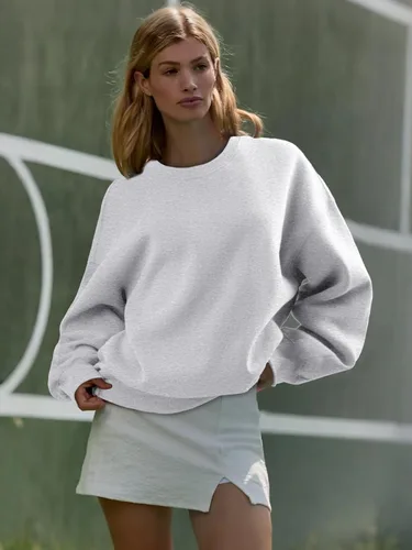 Miniatura 3 de ATHMILE Sudadera de gran tamaño para mujer, cuello redondo, forro polar, manga larga, sudaderas con capucha, tops de otoño, ropa de moda 2025